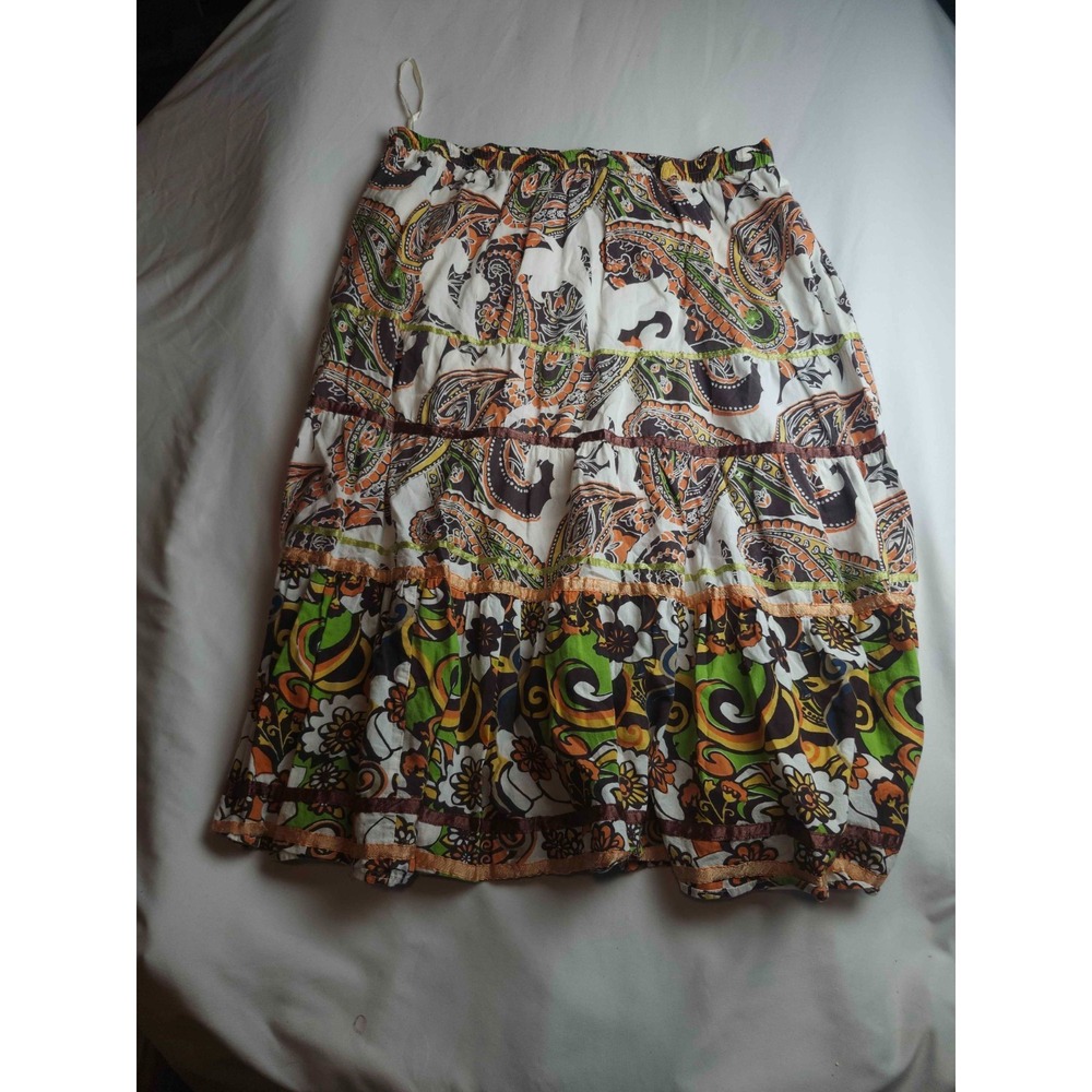 Vintage Choices Skirt Womens Size XL Multicolor Woven Bohemian Y2K Tiered Maxi
